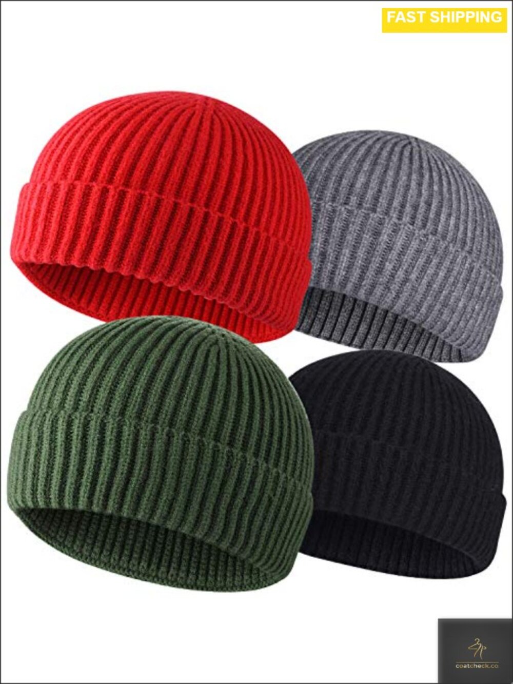Wool Fisherman Beanie Knit Short Watch Cap Winter Warm Hat
